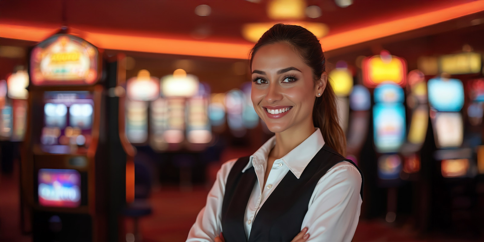 Employee smiling in casino room